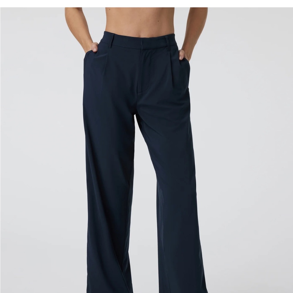Vuori Villa Navy Wide-Leg Trousers - Medium Long